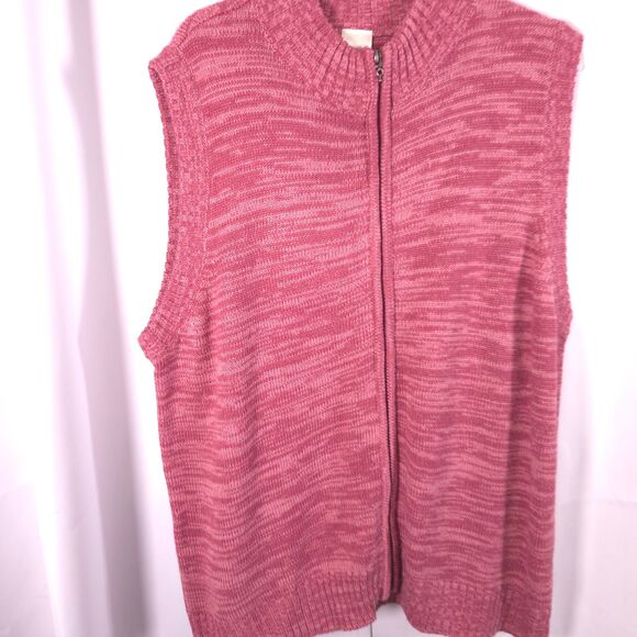 Blair Womens Large Red Full Zip Mock Neck Acrylic Sleeveless Sweater Vest - Picture 1 of 7